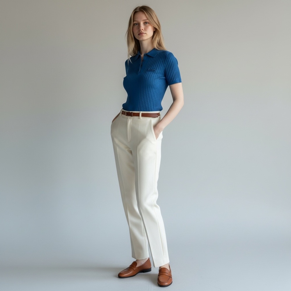 Miu Miu Ribbed Knit Wool Polo Shirt It38